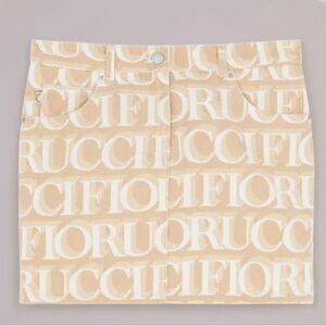 Fiorucci Beige and White Logo Mini Skirt